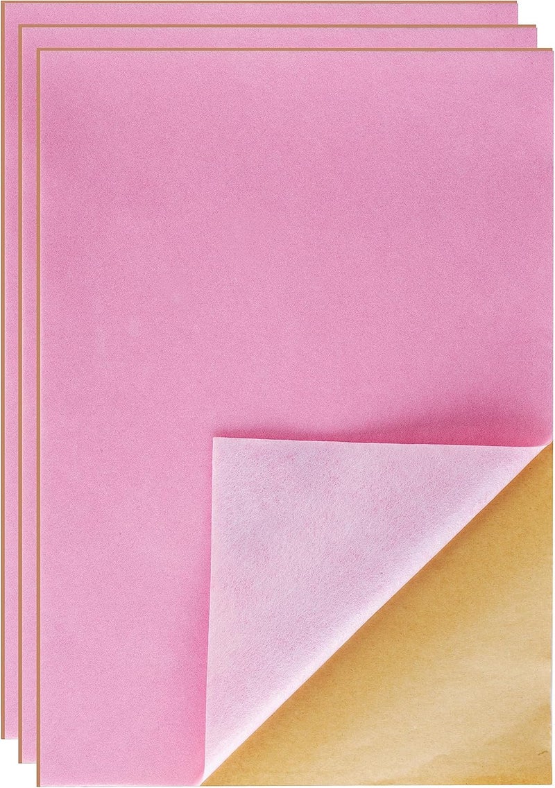 YaoHui 3PCS Self Adhesive Felt Sheets, Peel & Stick, A4 Size (8.3" x 11.8", Pink) - Image 1